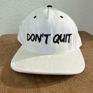 Don't Quit Snapback White Black Embroidered Motivational  HTU Logo Yupoong Hat